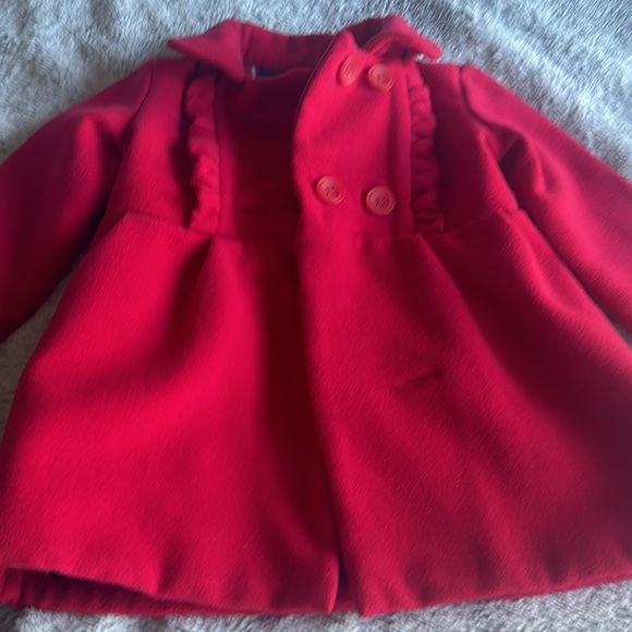 🎀 Gymboree Girls Red Pea Coat Size 4T Fancy Girlie Holiday Formal Warm - Picture 4 of 6
